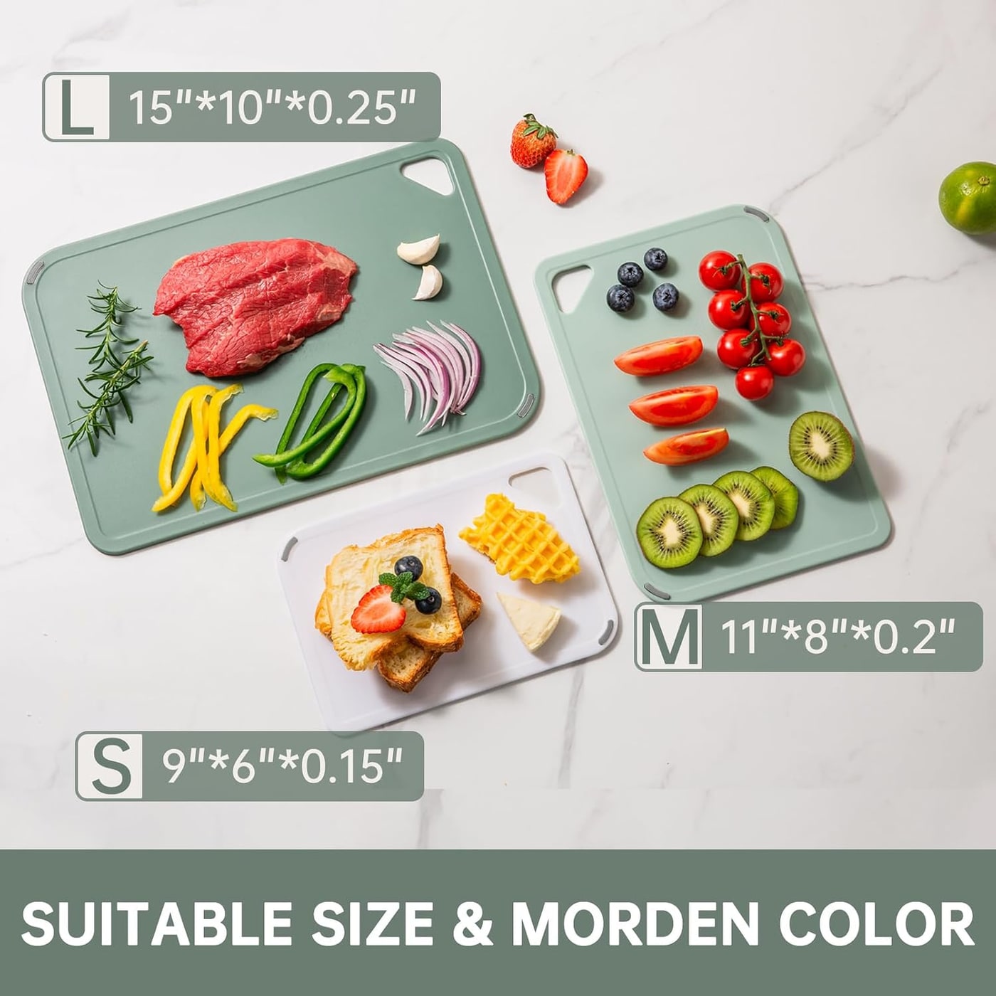Three-Piece Non-Slip Plastic Cutting Board Set - Photo 4