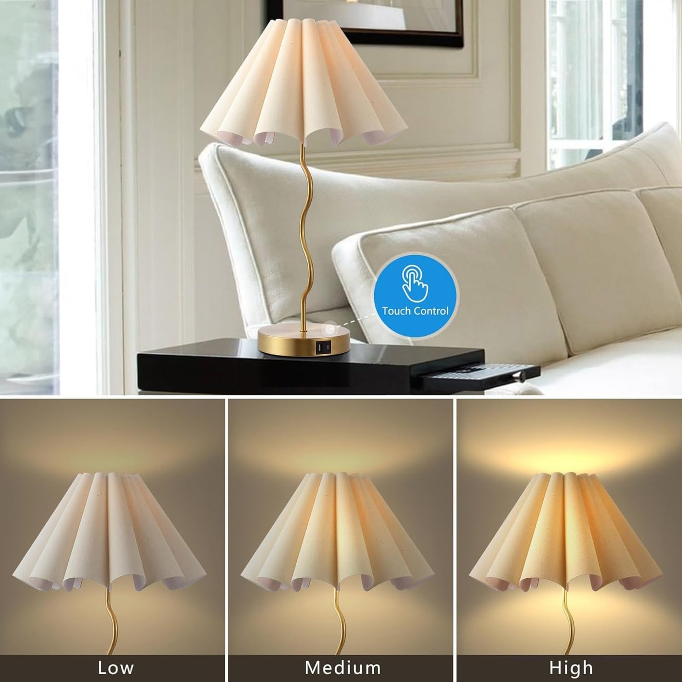 Pleated Linen Bedside Table Lamp - Photo 3