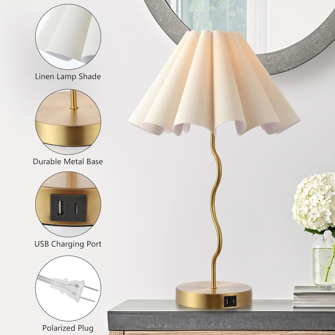 Pleated Linen Bedside Table Lamp - Photo 4
