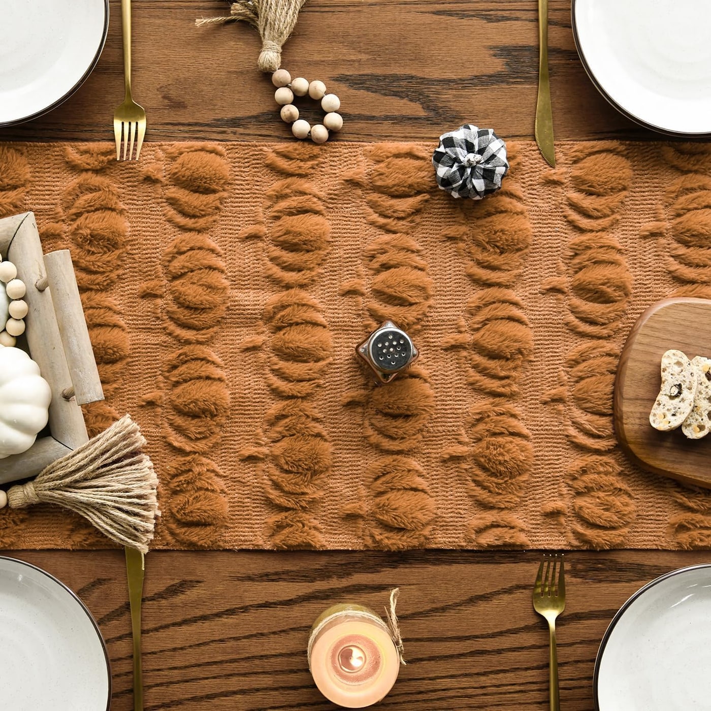 Plush Pumpkin Faux Fur Fall Table Runner - Photo 2