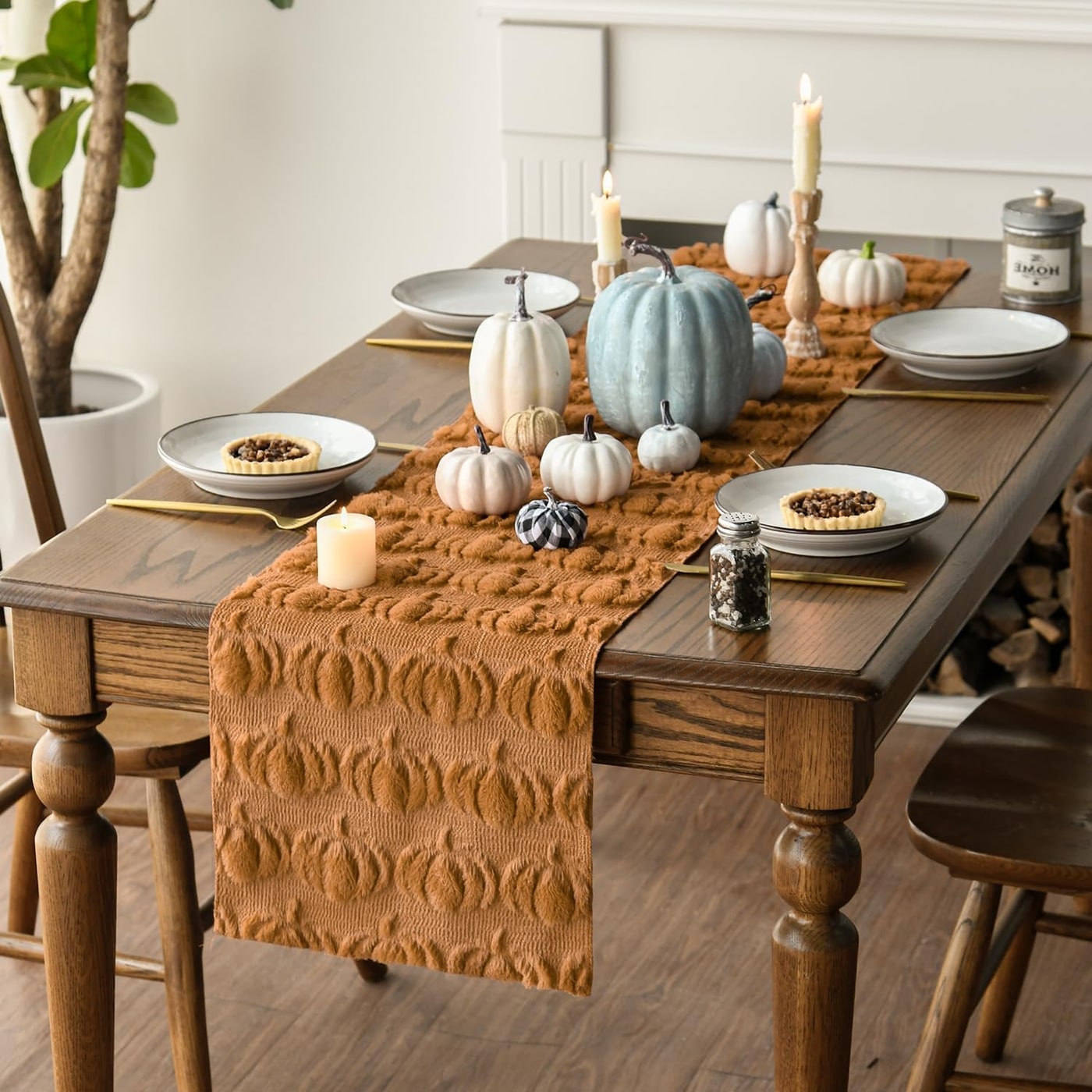 Plush Pumpkin Faux Fur Fall Table Runner - Photo 3