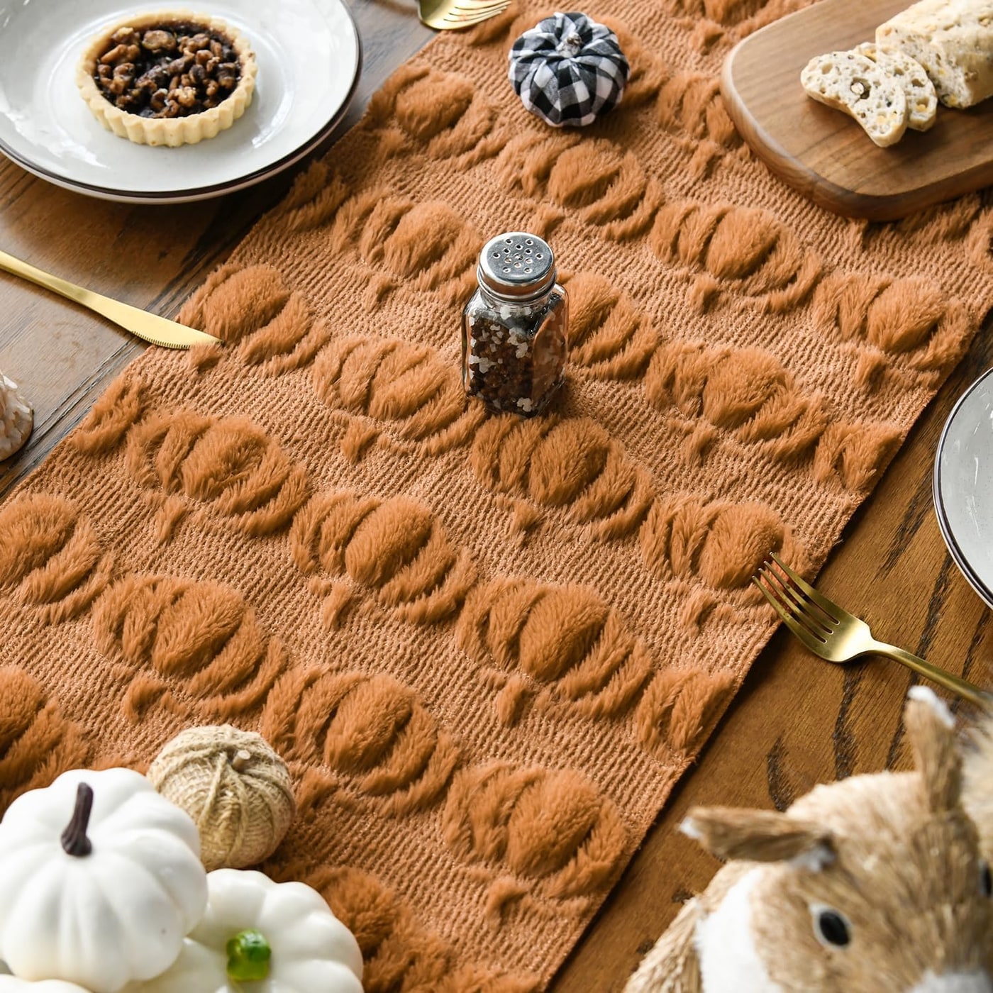 Plush Pumpkin Faux Fur Fall Table Runner - Photo 4