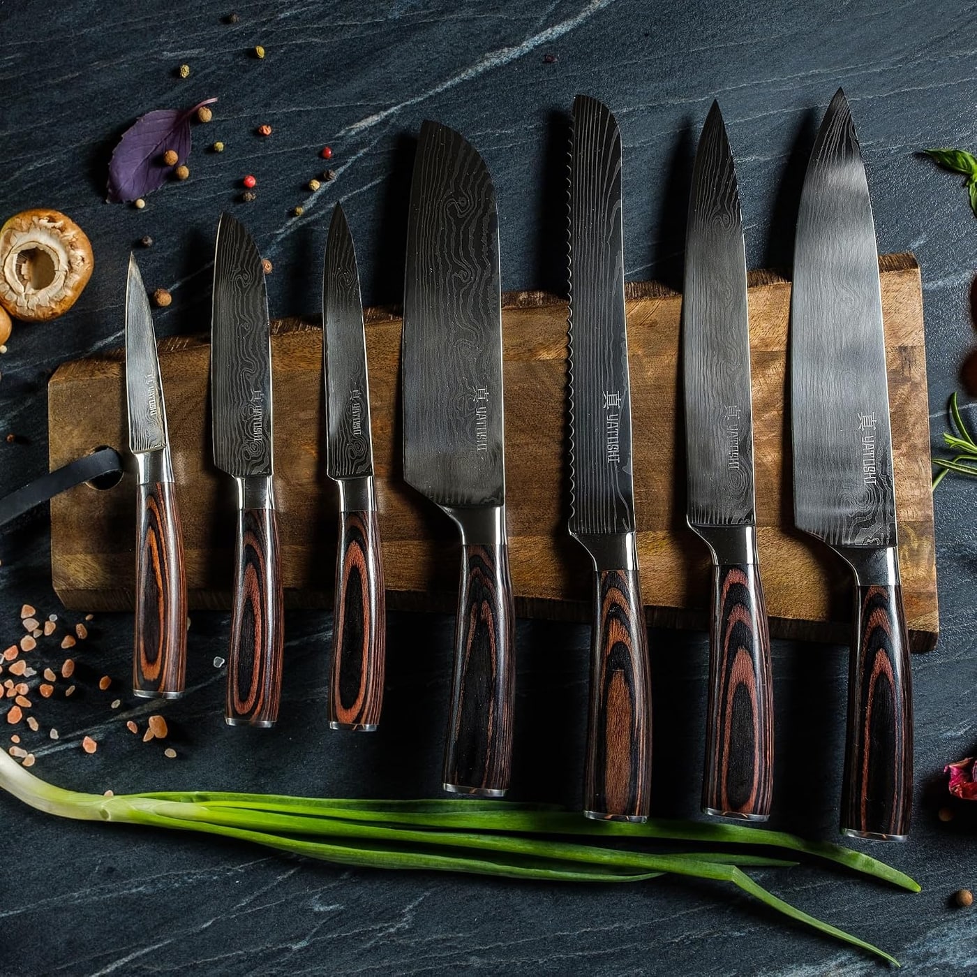 Professional 15-Piece Kitchen Knife Set with Acacia Block - Photo 2