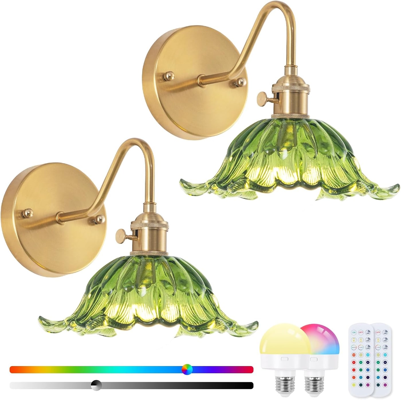 Rechargeable Vintage Glass Wall Sconce Set