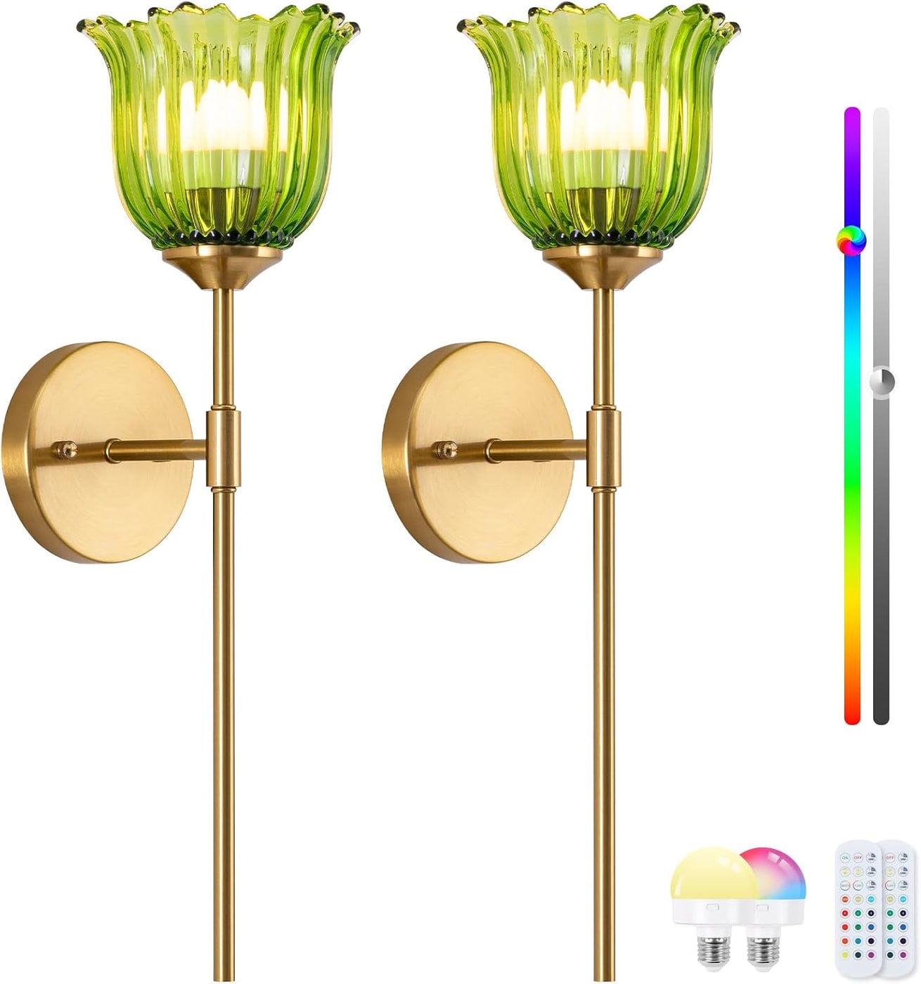 Rechargeable Vintage Glass Wall Sconce Set