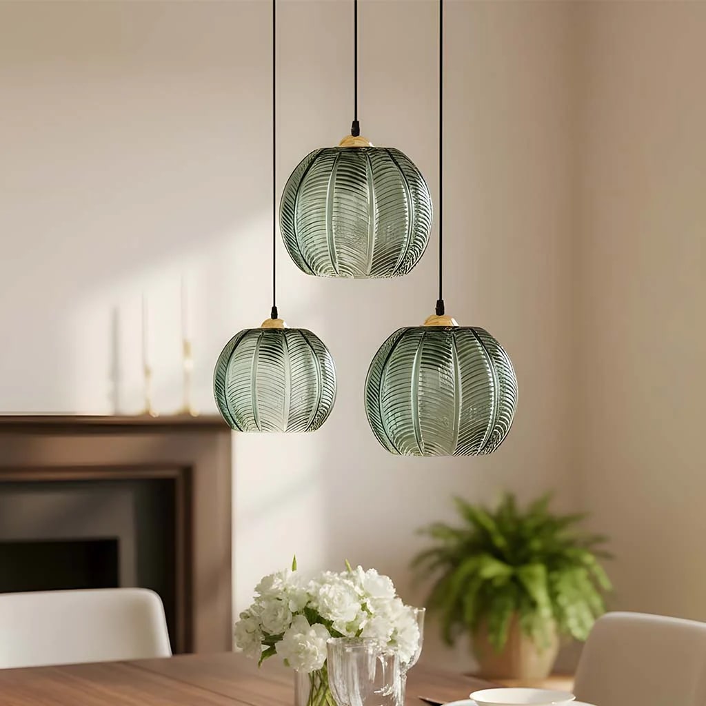 Ribbed Glass Ball Pendant Light - Photo 2