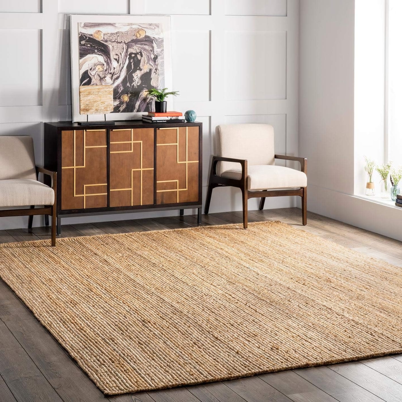 Rigo Solid Flatweave Jute Area Rug - Natural