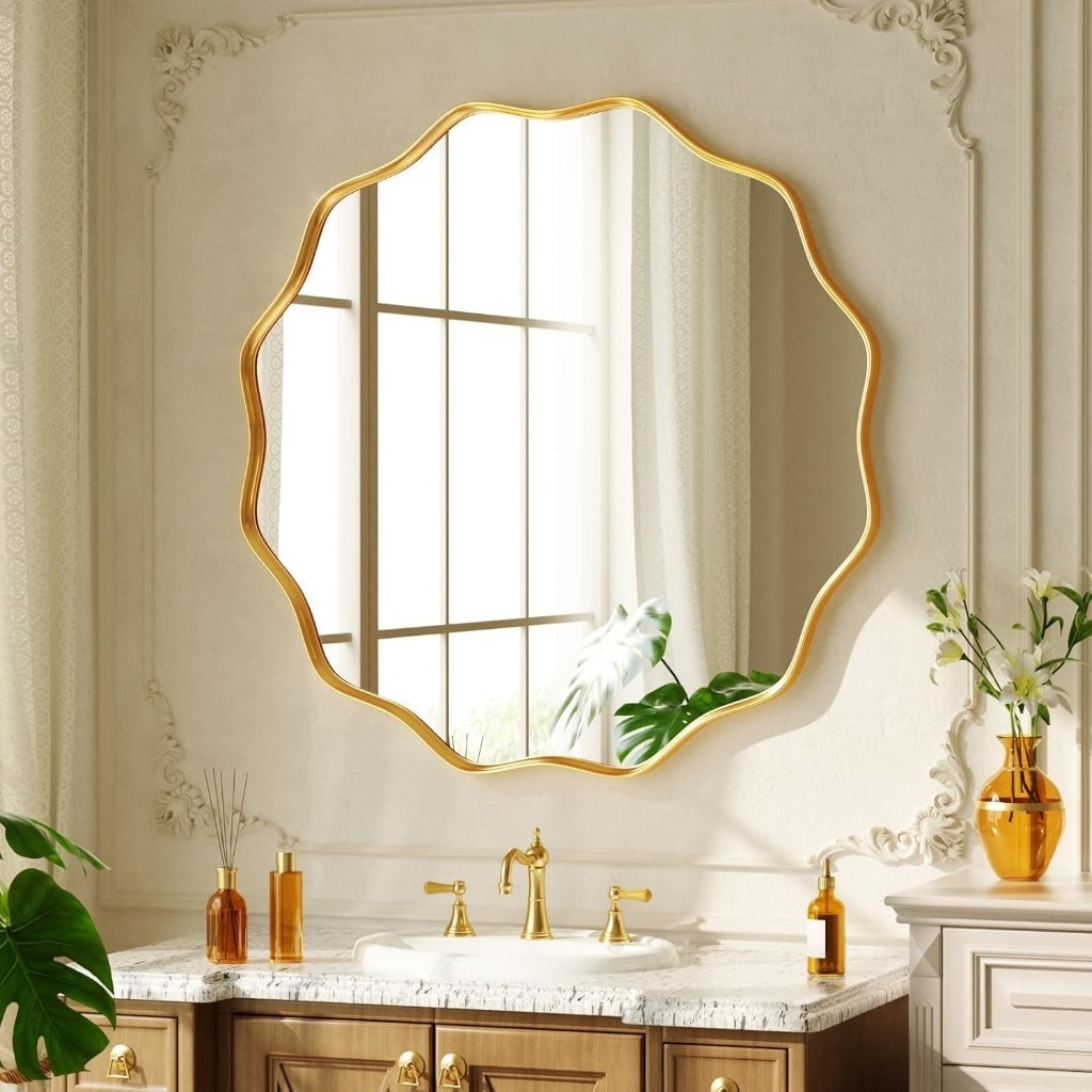 Scalloped Wavy Round Wall Mirror