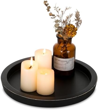 Round Paulownia Wood Candle Plate Tray