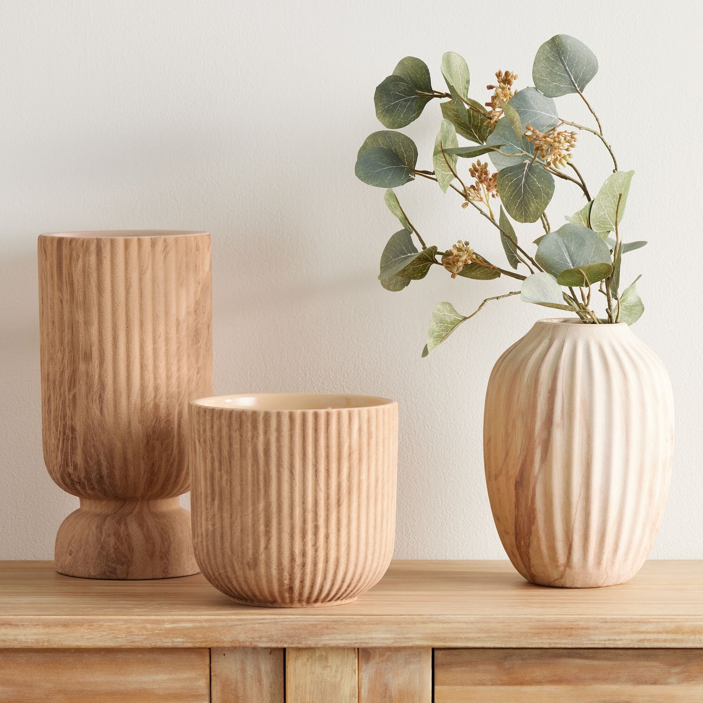 Ribbed Marbled Ceramic Planter in Rust - Photo 2
