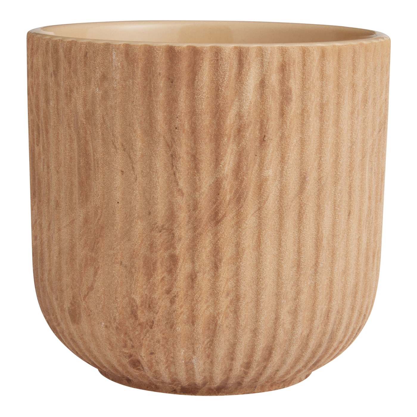 Ribbed Marbled Ceramic Planter in Rust - Rust