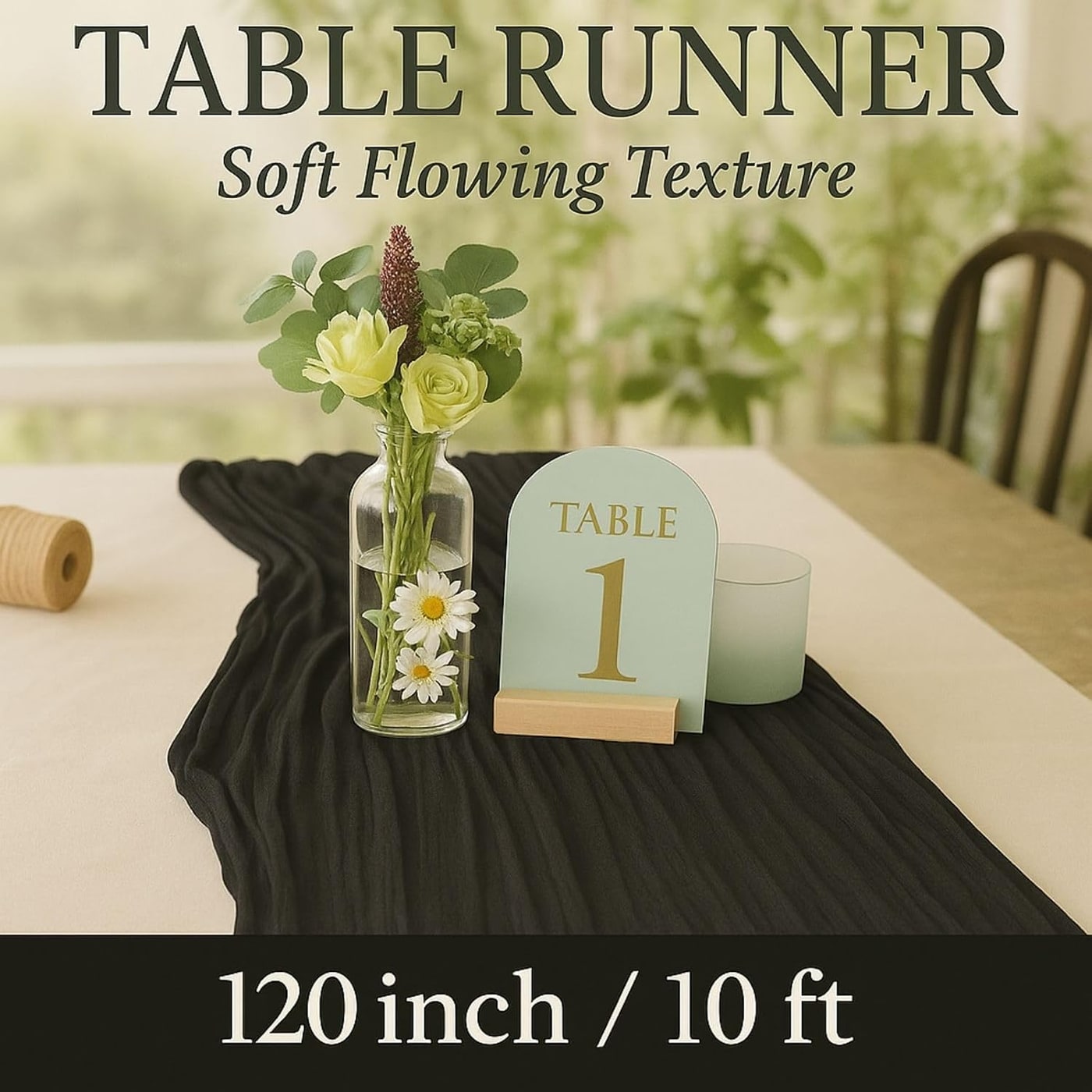 Rustic Gauze Cheesecloth Table Runner, 10ft - Photo 2