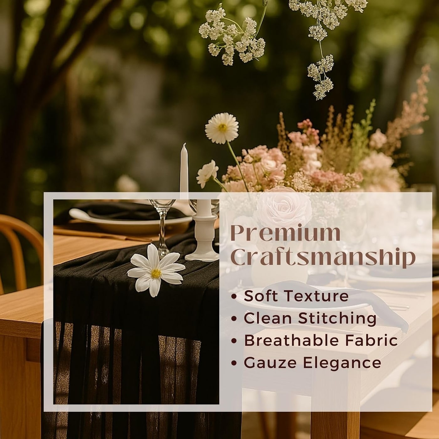 Rustic Gauze Cheesecloth Table Runner, 10ft - Photo 3
