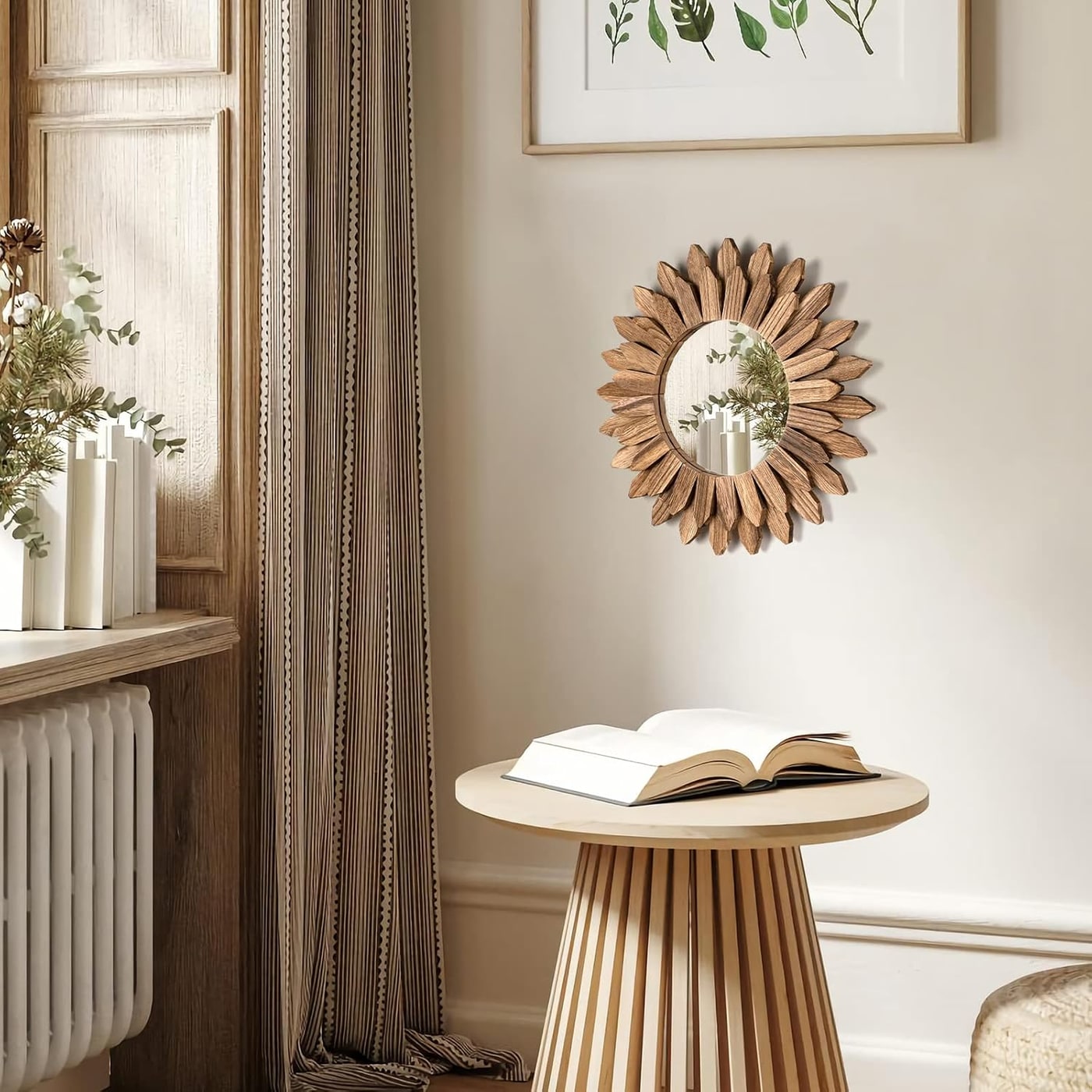 Rustic Sunburst Wood Wall Mirror (12") - Photo 3