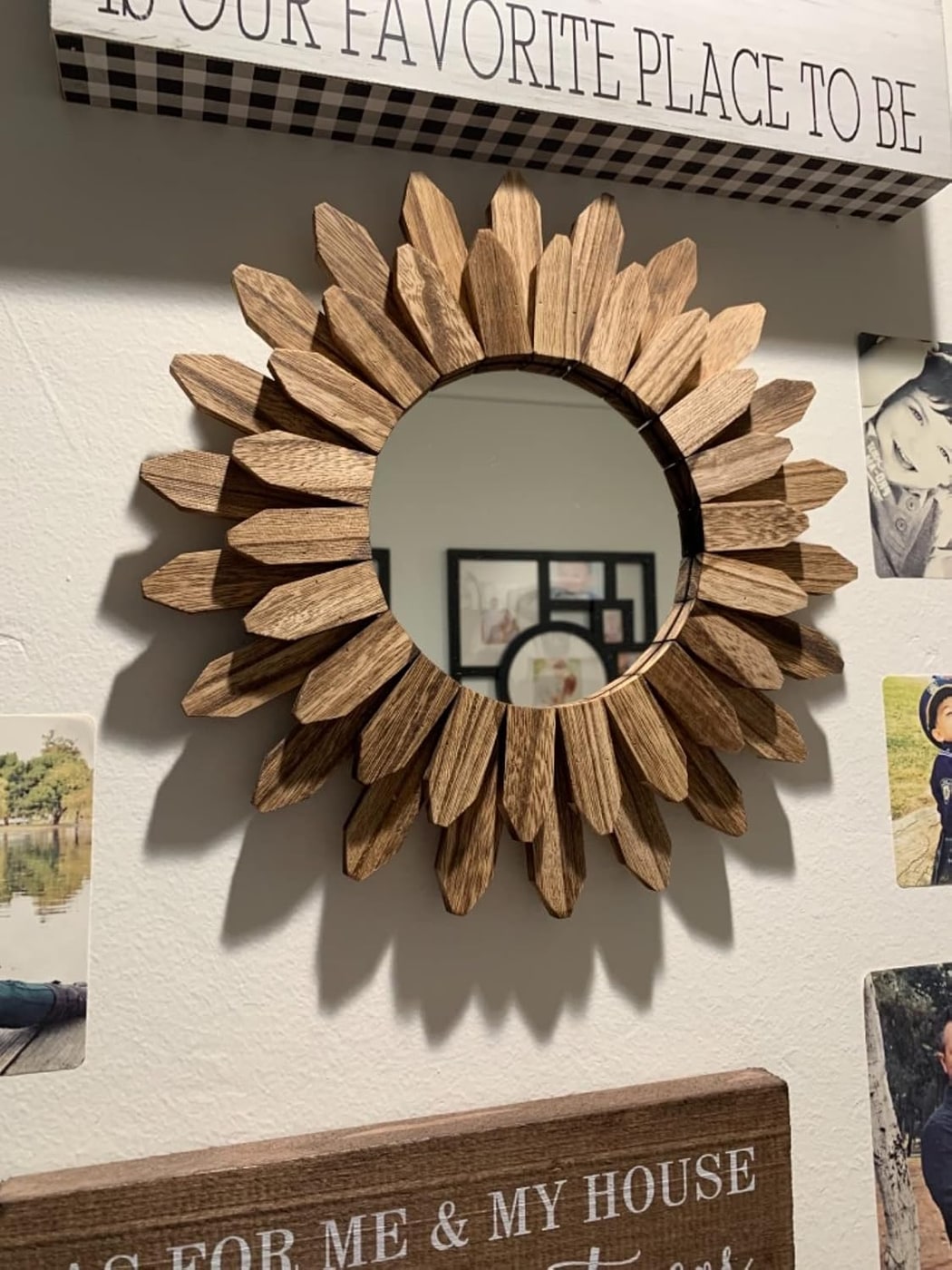Rustic Sunburst Wood Wall Mirror (12") - Photo 4
