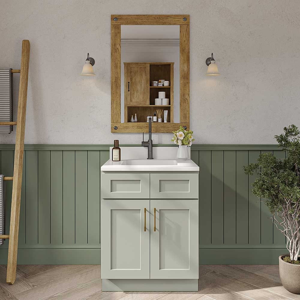 Sage Green Shaker Bathroom Vanity Cabinet - Photo 4