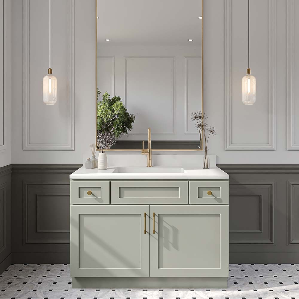 Sage Green Shaker Bathroom Vanity Cabinet