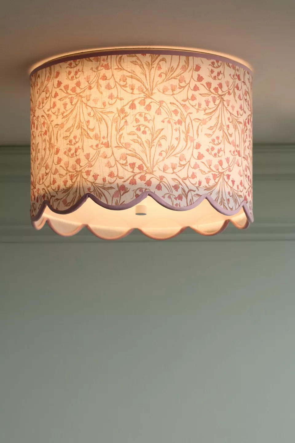 Scalloped Drum Flush Mount Shade Kit - Pink Floral