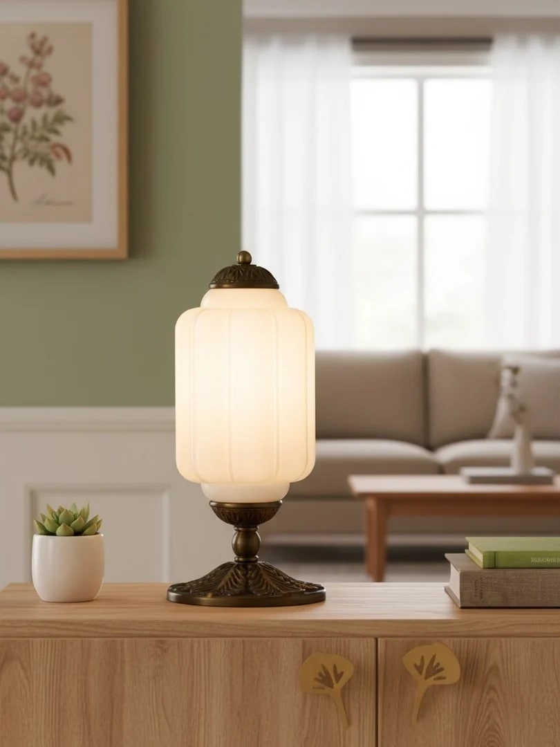 Scalloped Milk Glass Table Lamp - Photo 3