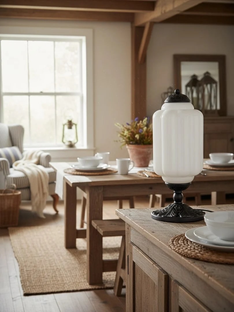 Scalloped Milk Glass Table Lamp - Photo 4