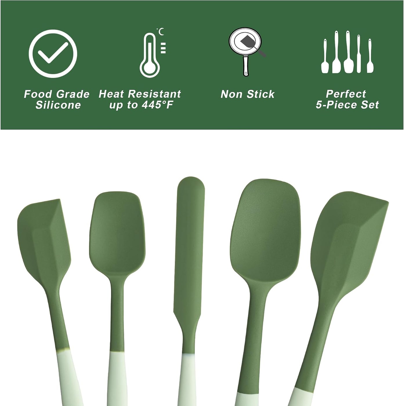 5-Piece Heat-Resistant Silicone Spatula Set - Photo 3