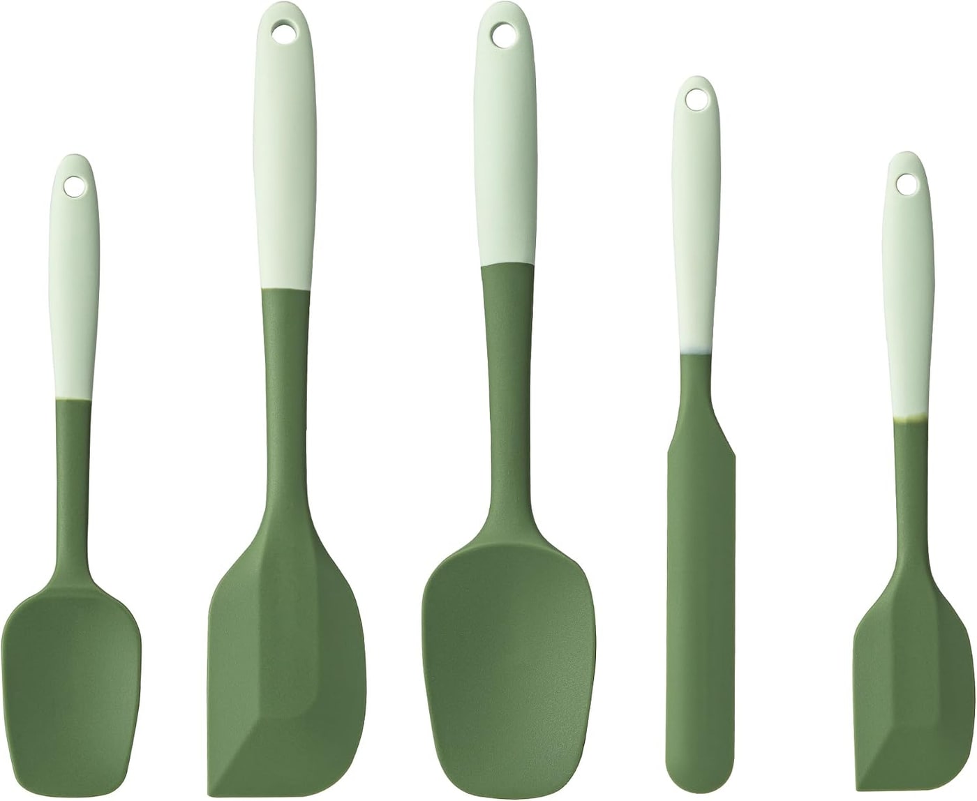 5-Piece Heat-Resistant Silicone Spatula Set - Double Green