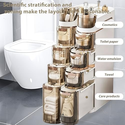 4-Tier Slim Rolling Bathroom Storage Cabinet - Photo 4
