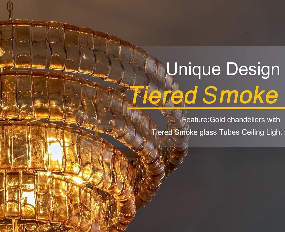 36-Inch Smoked Gold Round Drum Chandelier - Photo 3