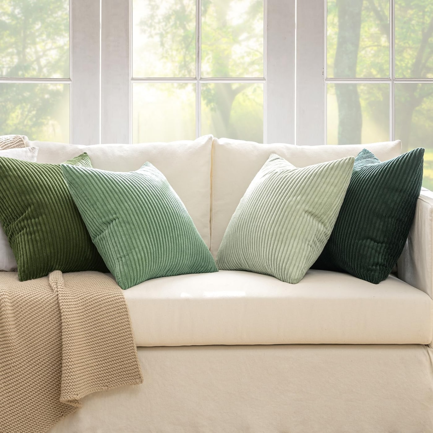 Soft Corduroy Throw Pillow Covers, 18x18 Set of 4 - Photo 2