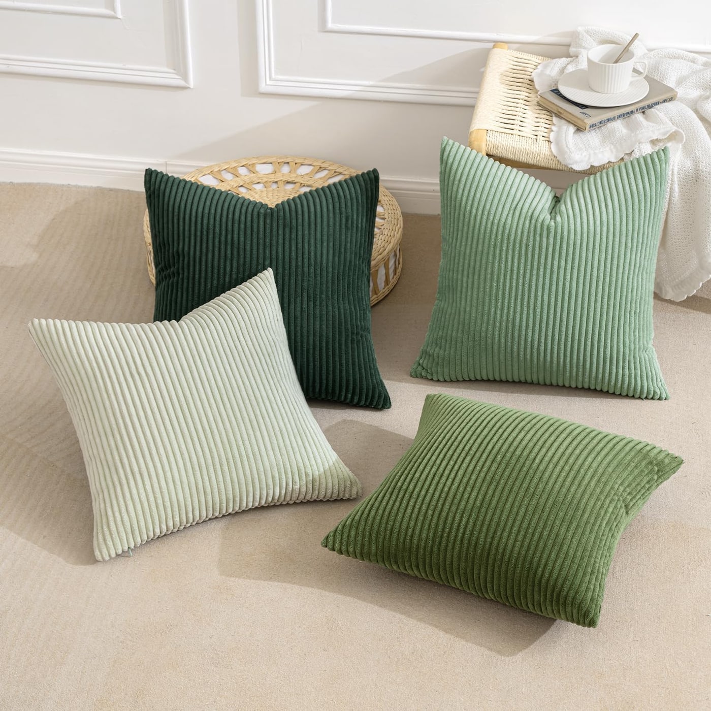 Soft Corduroy Throw Pillow Covers, 18x18 Set of 4 - Photo 3
