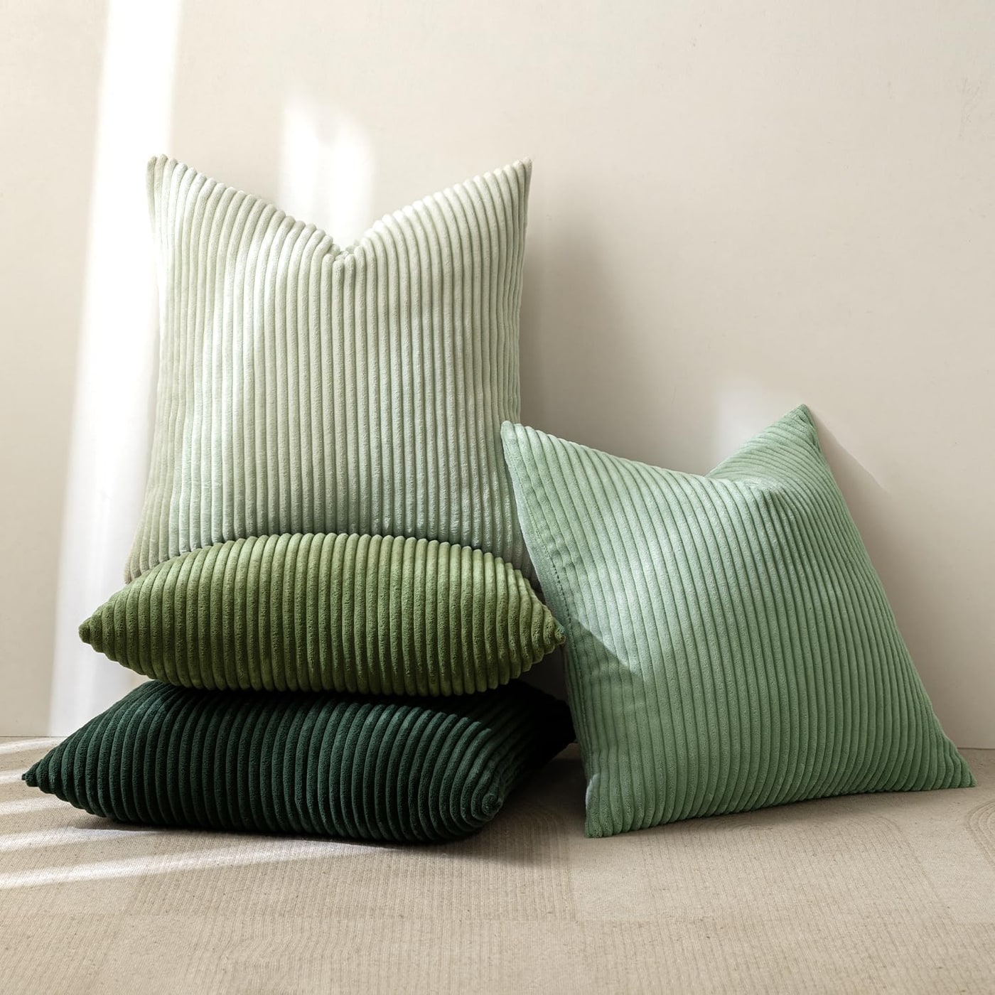 Soft Corduroy Throw Pillow Covers, 18x18 Set of 4 - Photo 4