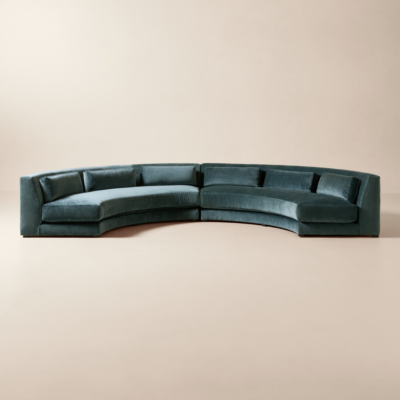 Sonora 2-Piece Curved Sectional Sofa - Sapphire / Notorious Performance Velvet
