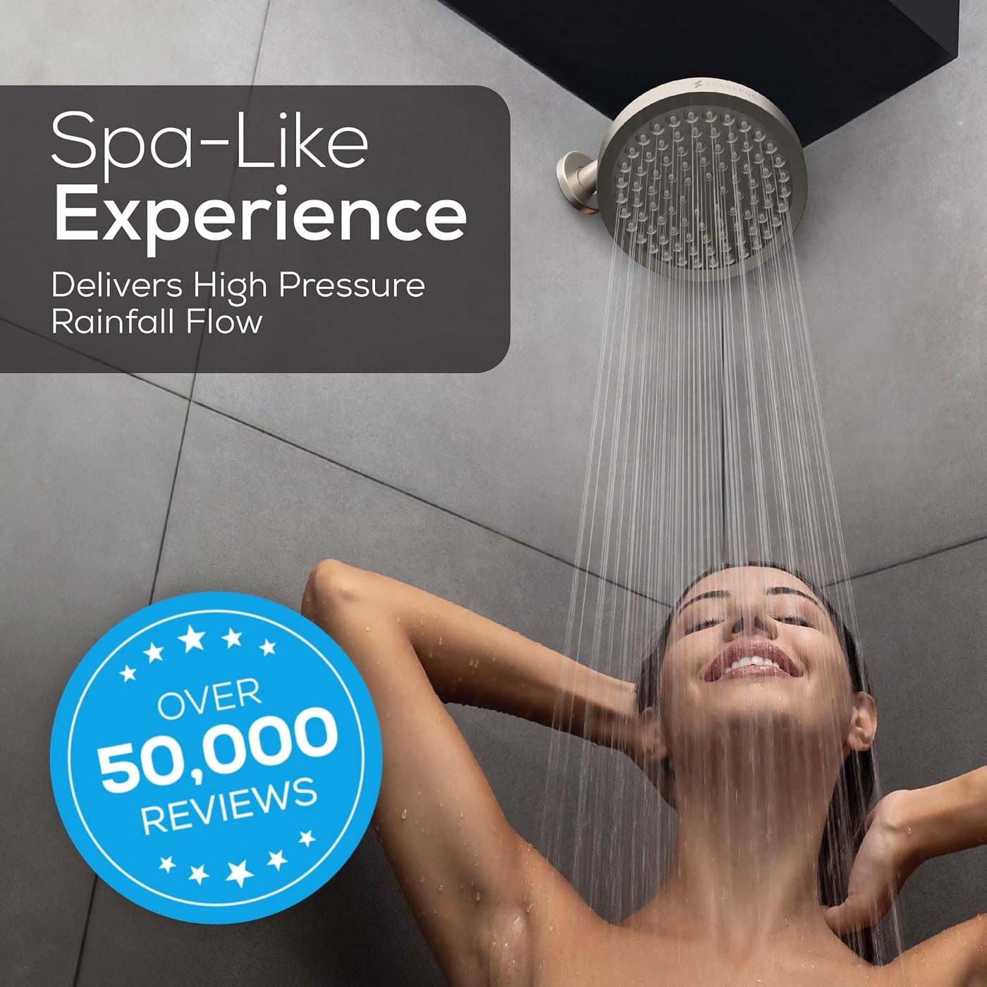 Round & Square Rain Shower Head, 6-Inch Profile - Photo 4