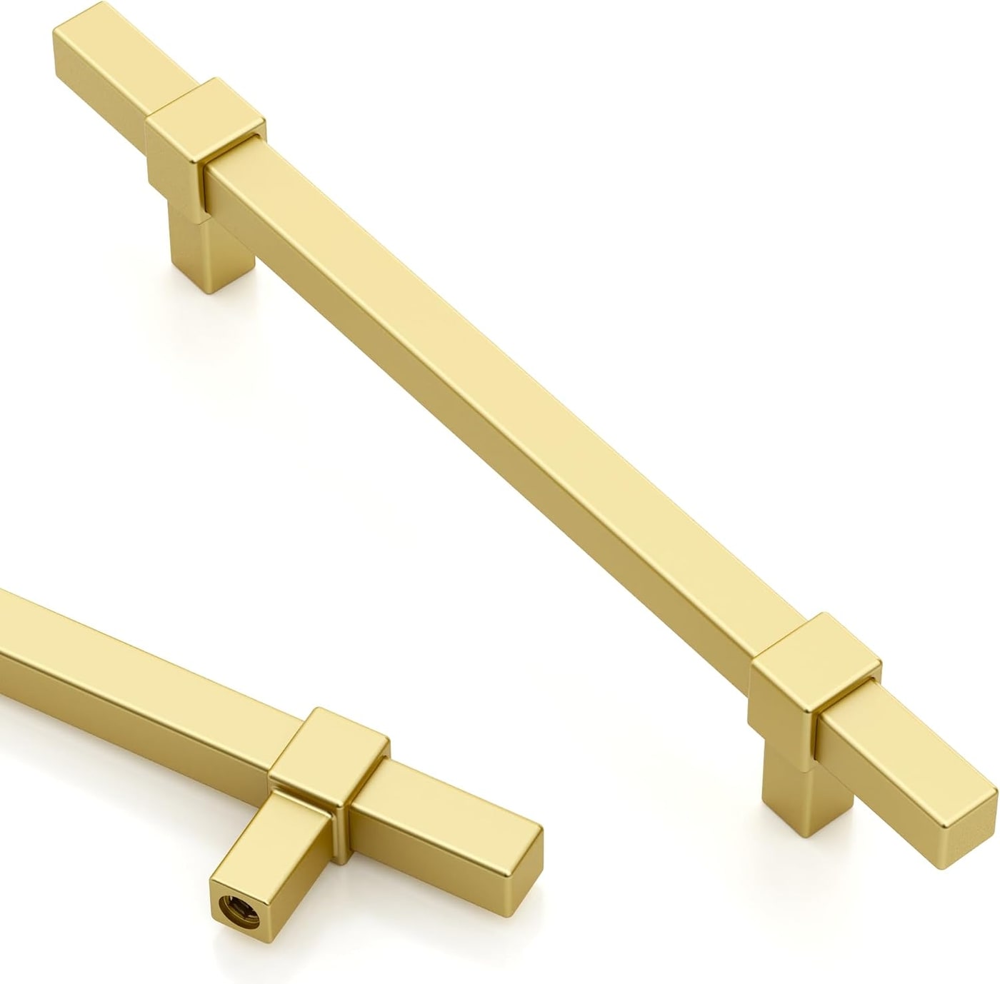 Square Solid Zinc Cabinet Pulls, 10-Pack - Brushed Gold