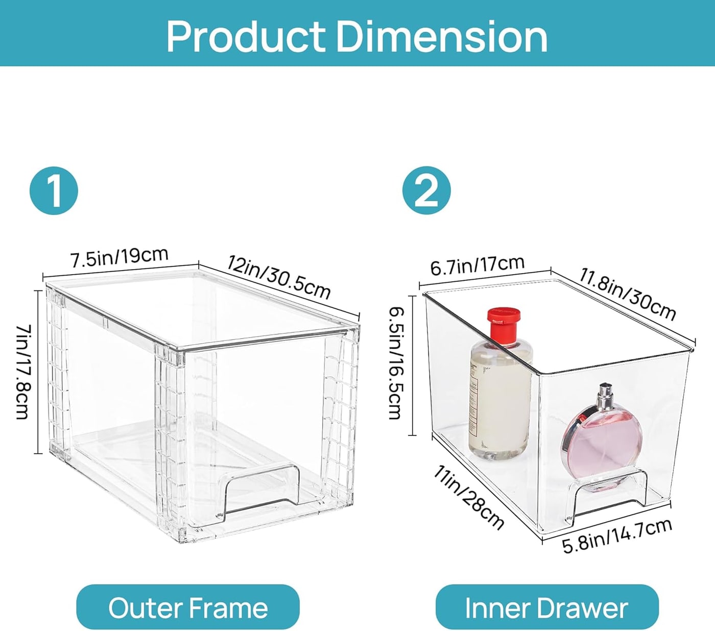 Large Stackable Acrylic Storage Drawers, 4-Pack - Photo 3
