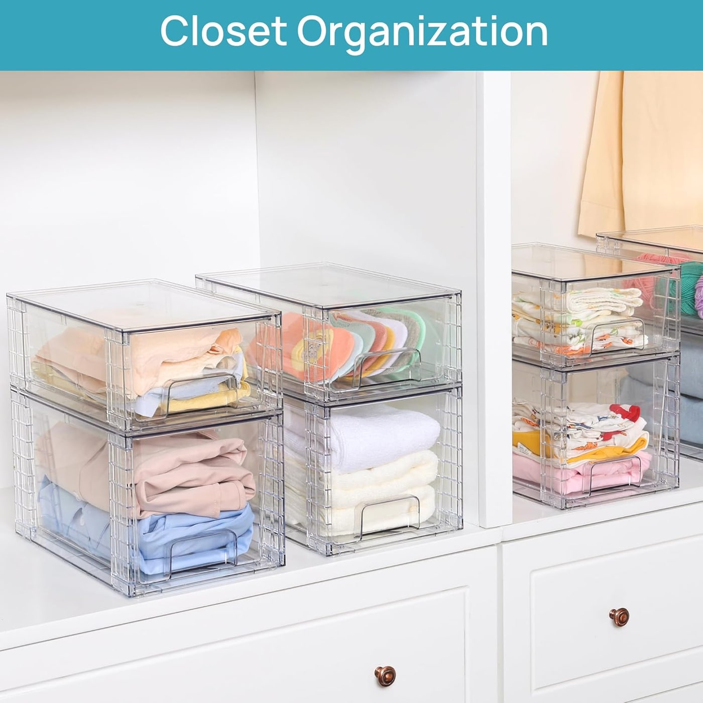 Large Stackable Acrylic Storage Drawers, 4-Pack - Photo 4