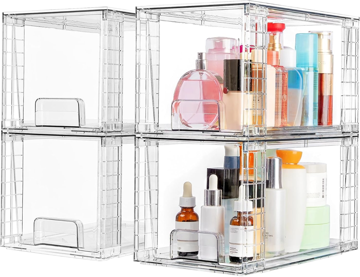 Large Stackable Acrylic Storage Drawers, 4-Pack