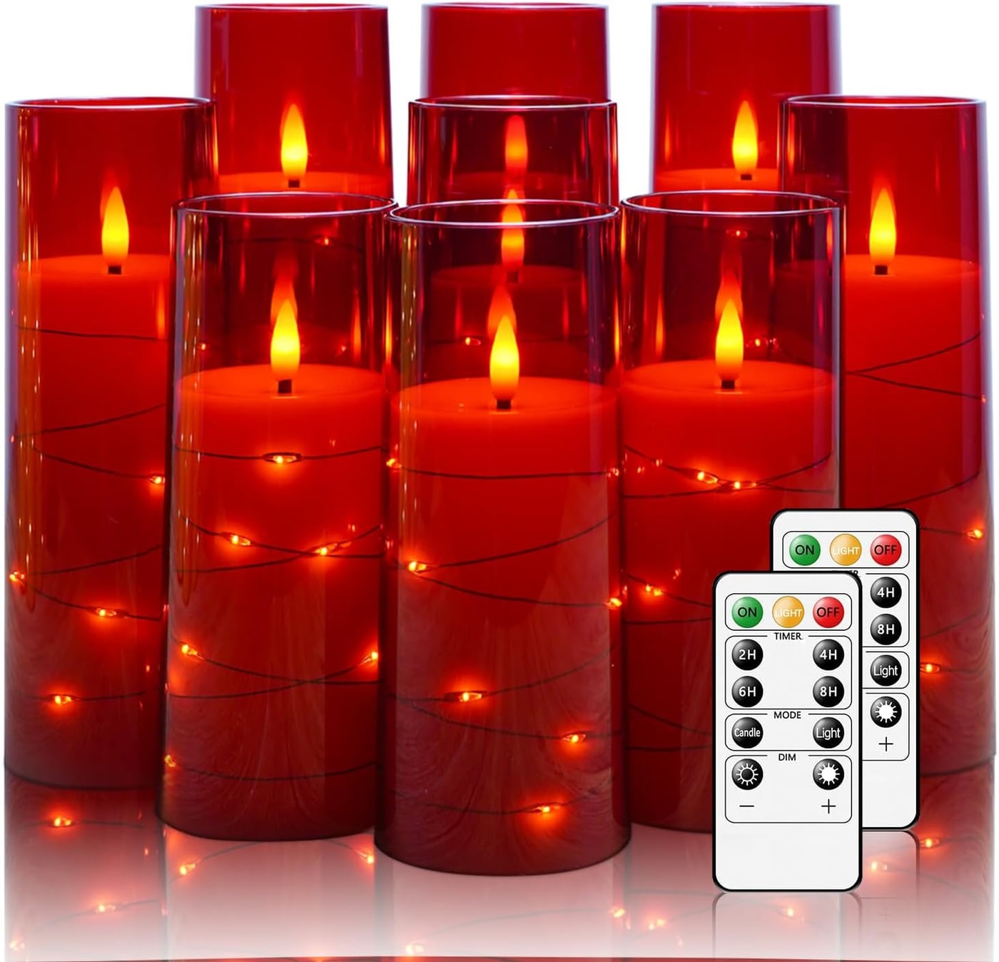 Star-String Flameless LED Pillar Candles, Set of 9