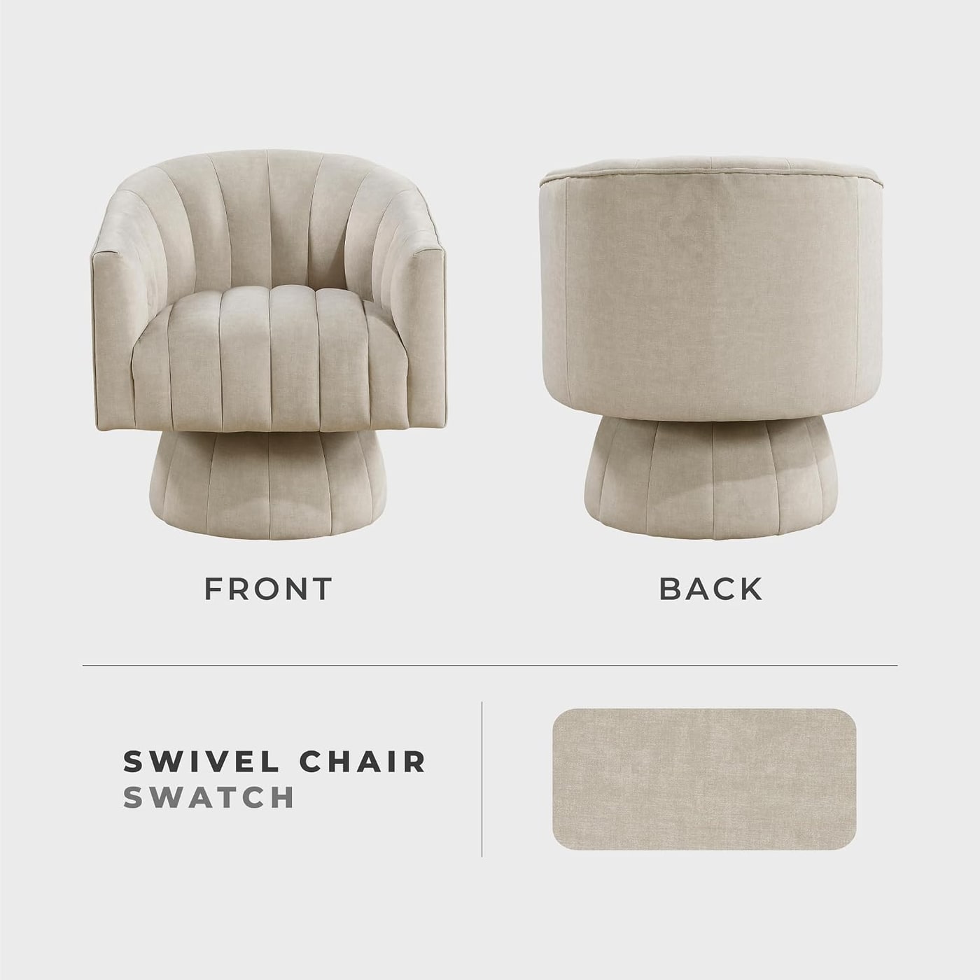 Modern Swivel Accent Chair in Velvet with Barrel Back - Photo 4