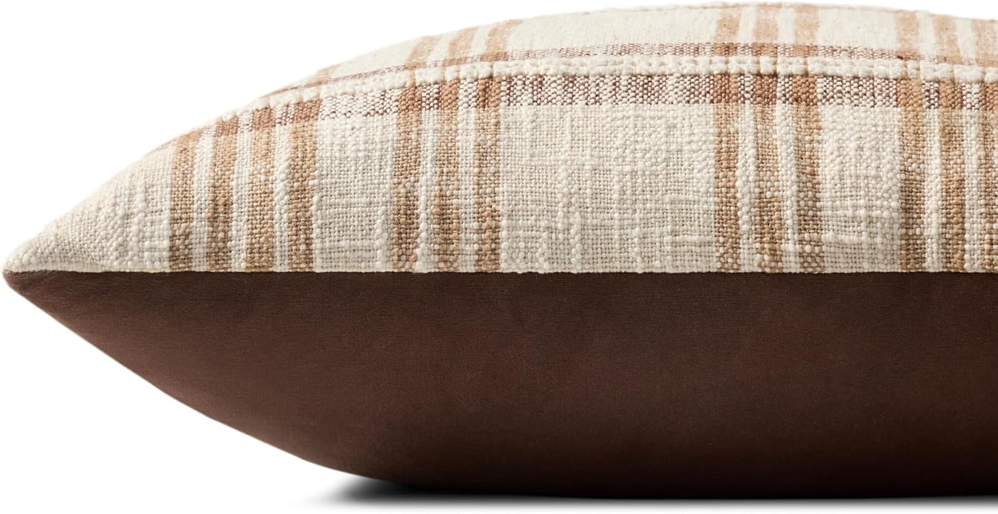 Heathered Plaid Pillow Cover in Tan and Multi - Photo 2