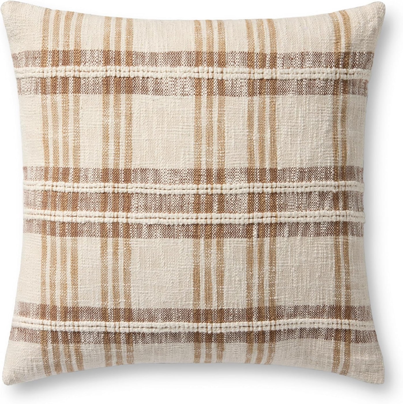 Heathered Plaid Pillow Cover in Tan and Multi - Tan / Multi