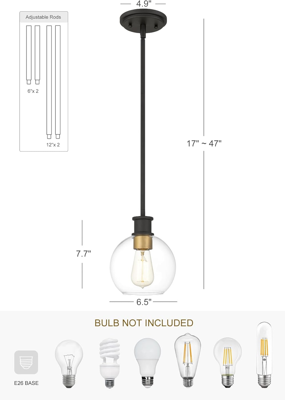 Black and Gold Globe Glass Lighting Collection - Photo 3
