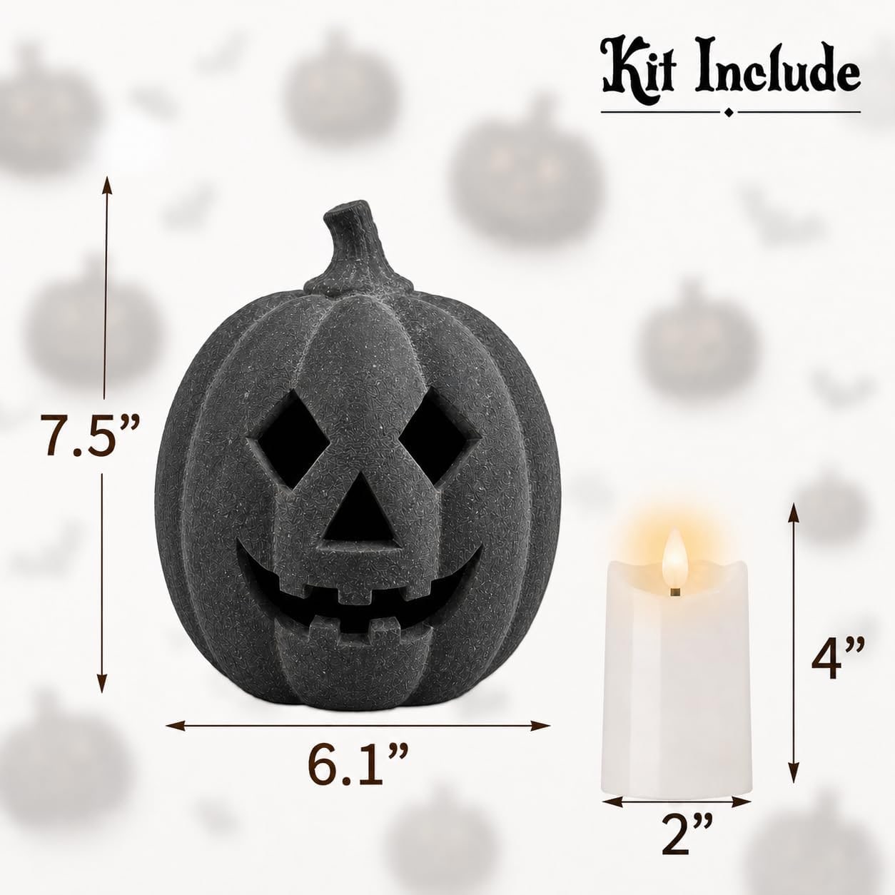 Handmade Terracotta Jack-o'-Lantern Pumpkin with Flameless Candle - Photo 4