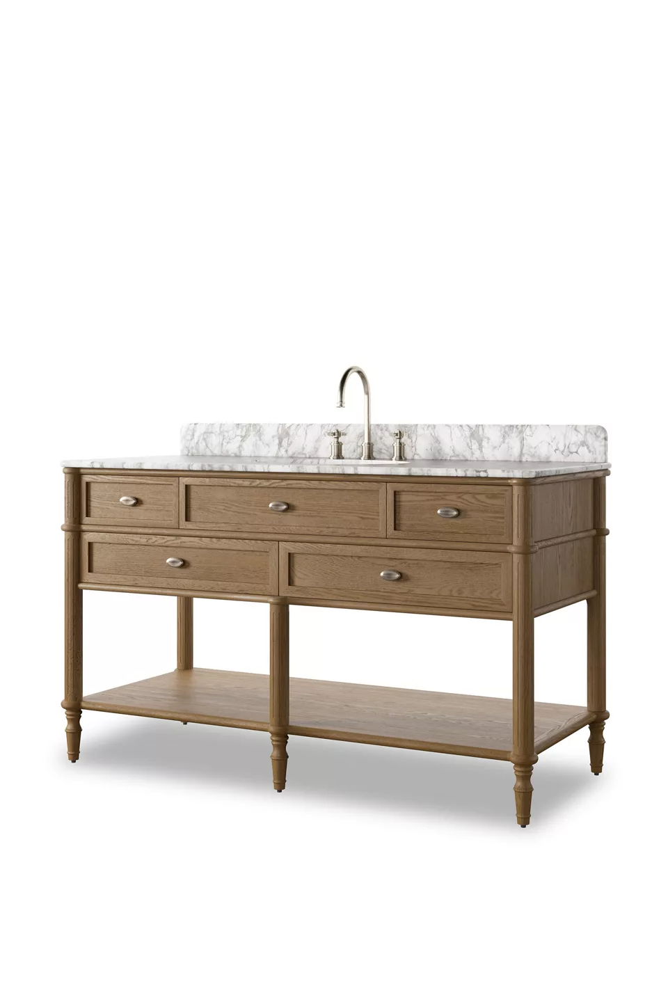 Toulouse Single Wide Oak Marble Bathroom Vanity - Photo 2
