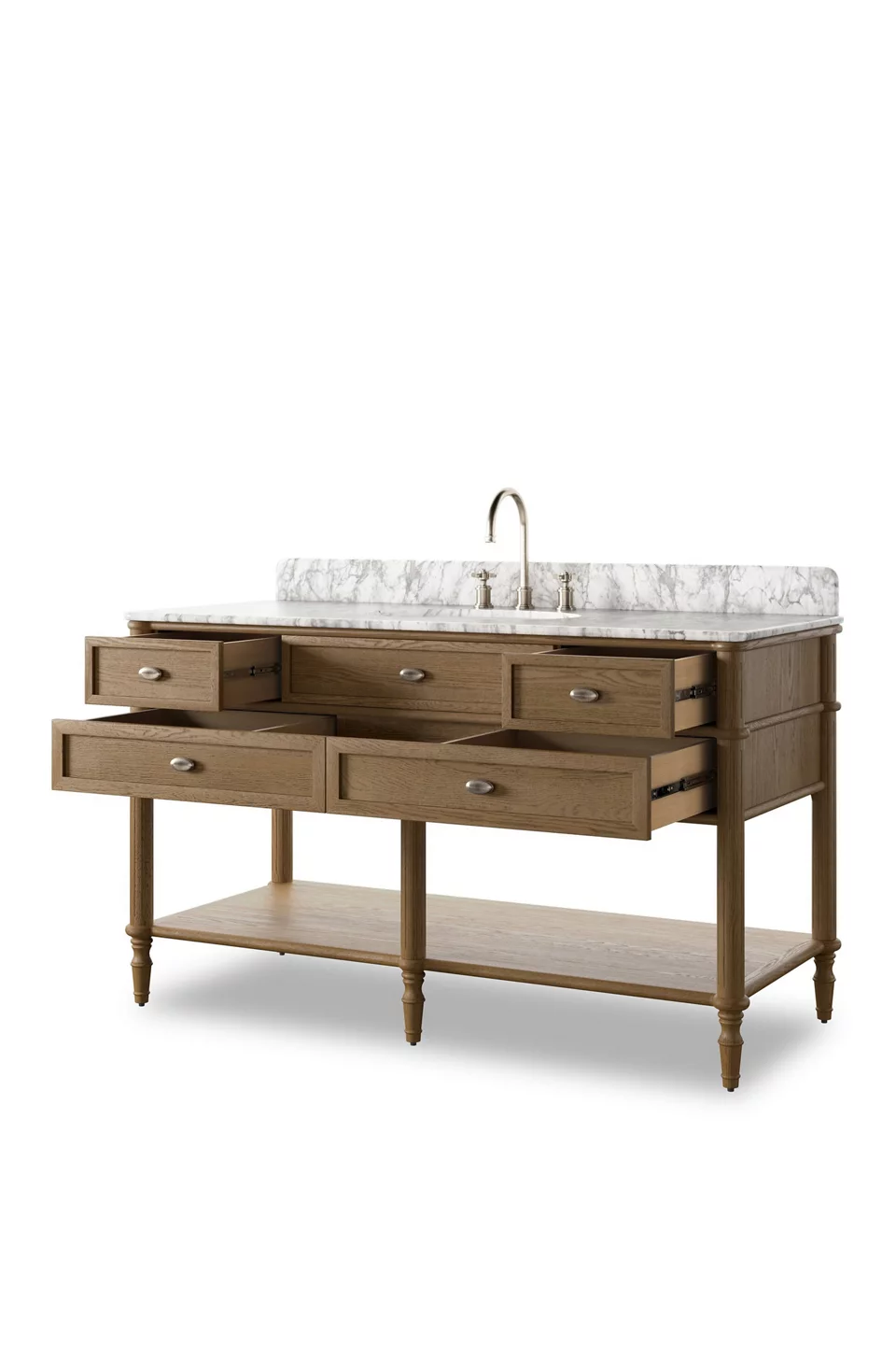 Toulouse Single Wide Oak Marble Bathroom Vanity - Photo 3