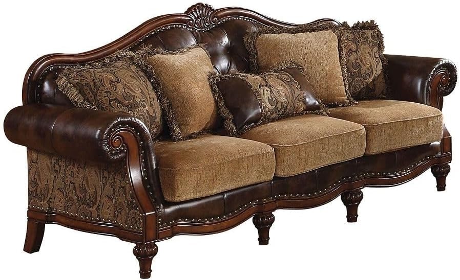 Traditional Chenille 4-Piece Living Room Set with Coffee Table - Photo 2