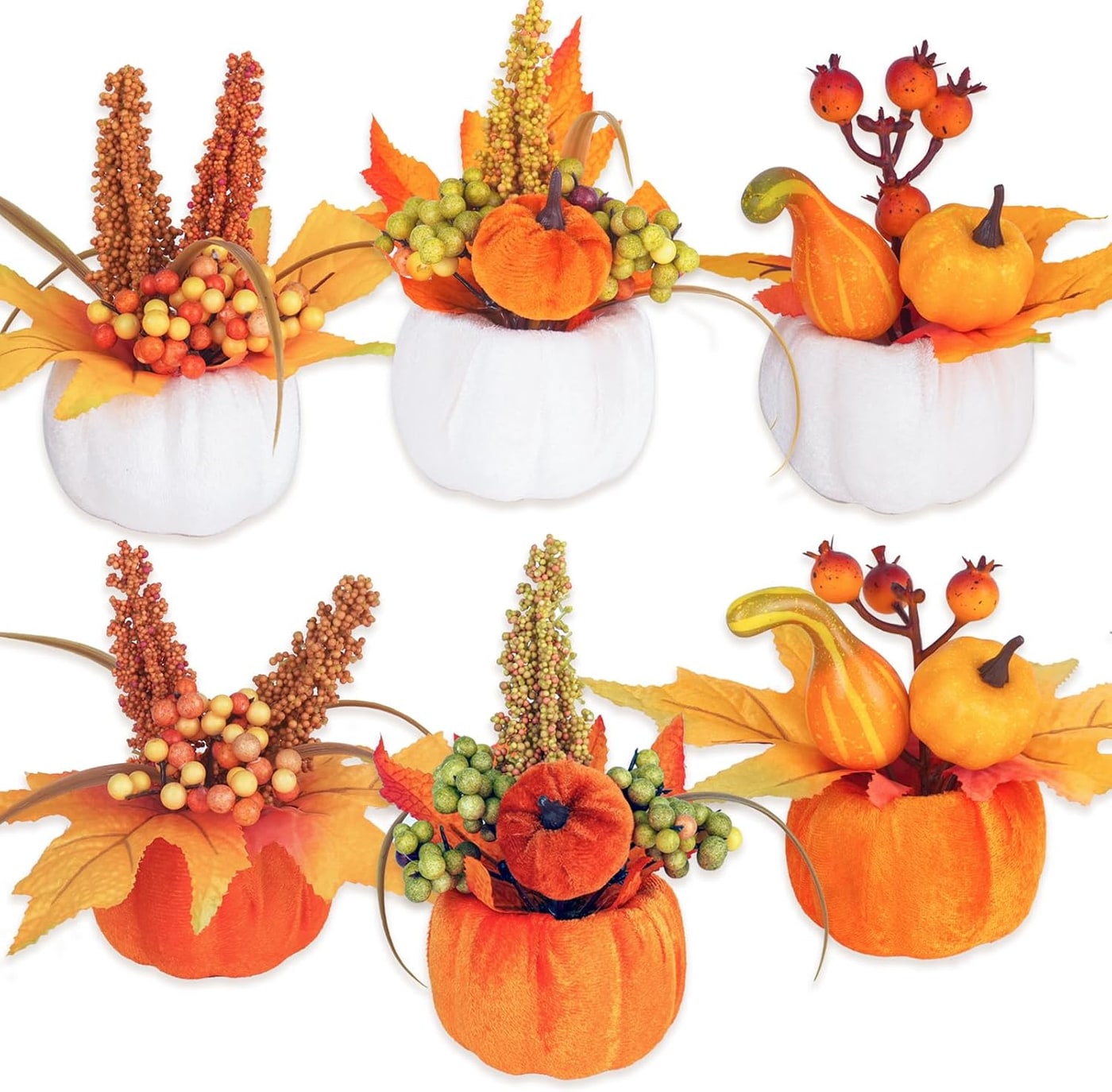 Velvet Mini Pumpkin Decor, Set of 6