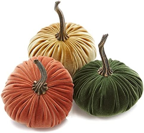 Small Velvet Pumpkin Trio Set - Harvest, Gold, Olive