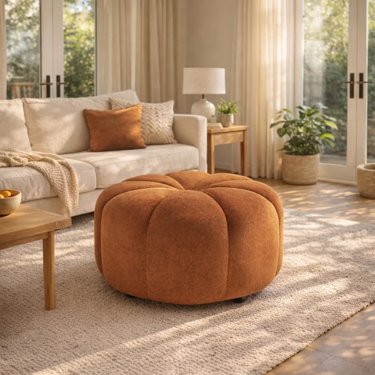 Vienne Modern Velvet Round Tufted Ottoman - Photo 2