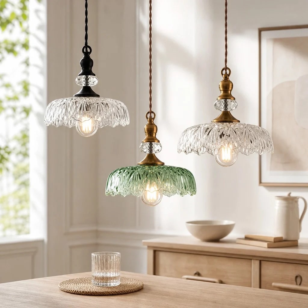 Carved Glass Flower Pendant Light - Photo 4